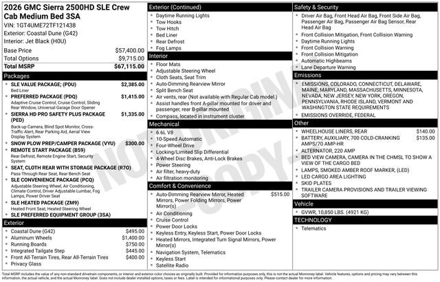 New 2026 GMC Sierra 2500 SLE w/ SLE Value Package; image 1