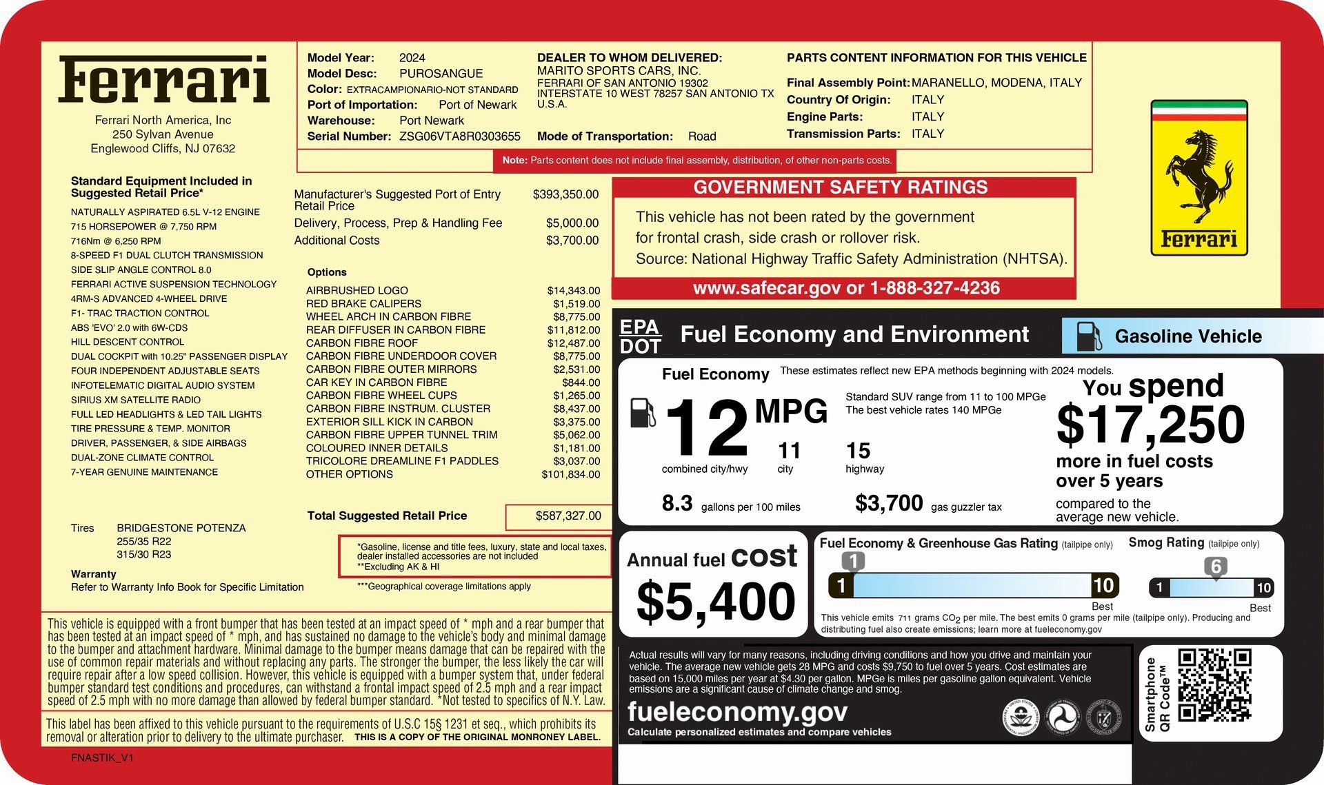 Certified 2024 Ferrari Purosangue AWD/4WD image 24