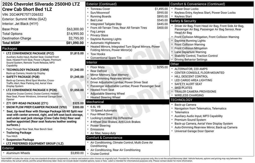New 2026 Chevrolet Silverado 2500 LTZ w/ LTZ Convenience Package AWD/4WD image 5