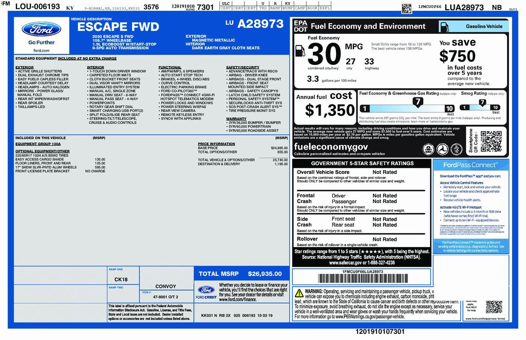 Used 2020 Ford Escape S