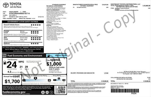 Used 2021 Toyota Highlander L image 4