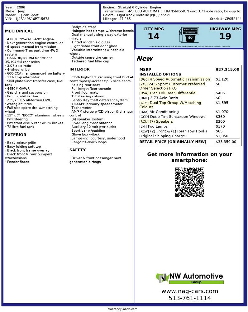 Used 2006 Jeep Wrangler Sport image 2