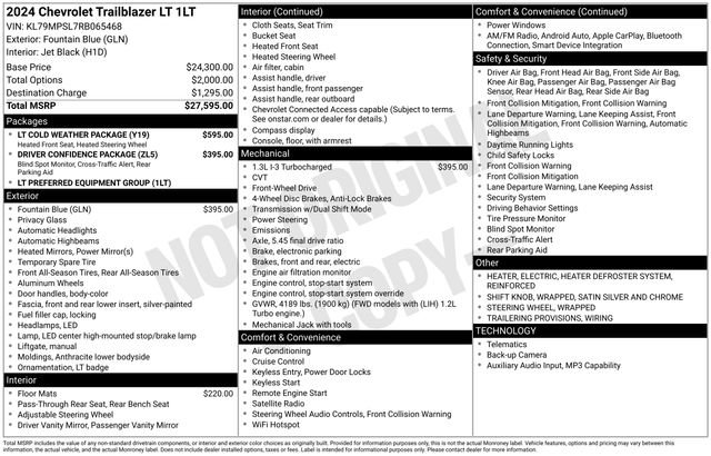 Certified 2024 Chevrolet TrailBlazer LT w/ LT Cold Weather Package FWD image 33