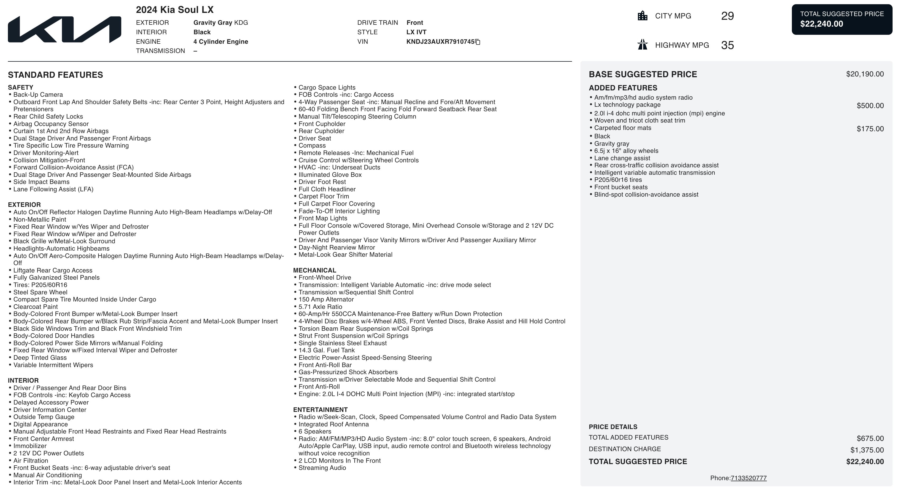 Used 2024 Kia Soul LX w/ Option Group 015 image 3