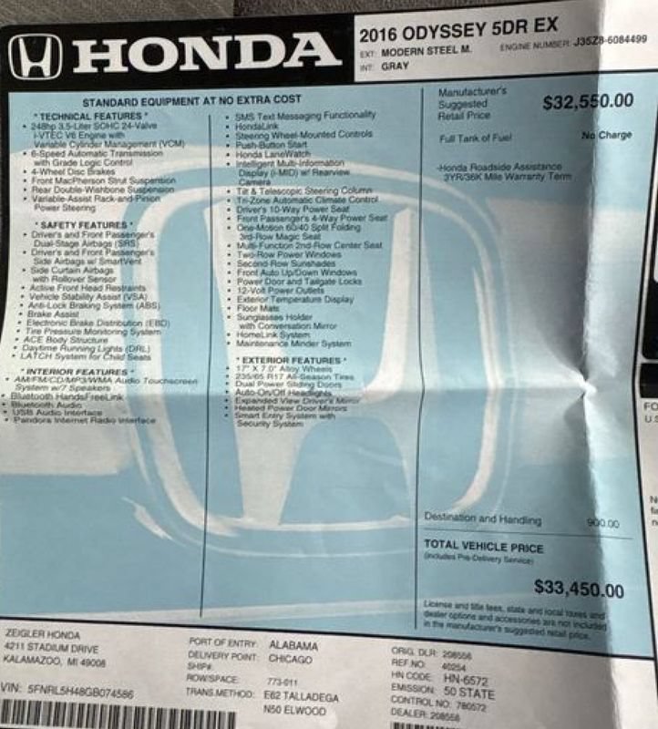 Used 2016 Honda Odyssey EX image 55