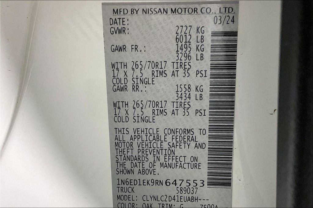 Certified 2024 Nissan Frontier SV w/ Hardbody Edition image 44