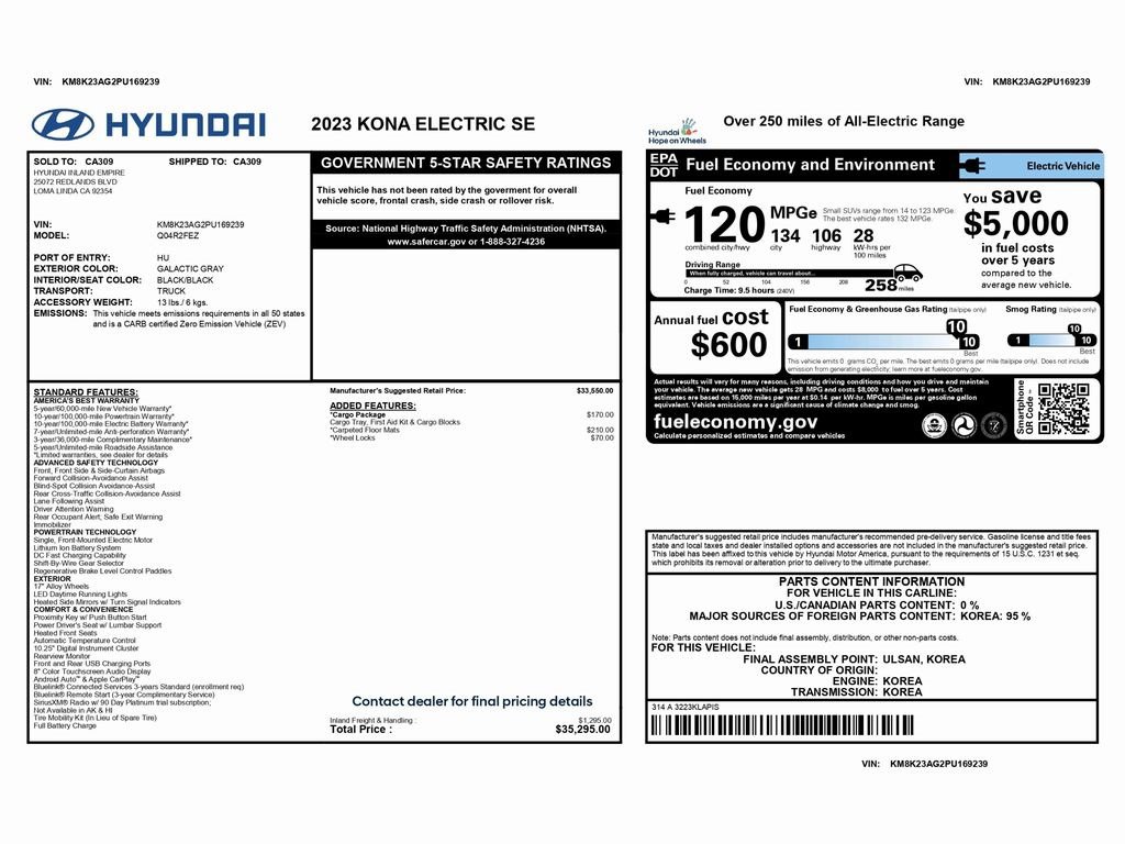 Used 2023 Hyundai Kona SE w/ Cargo Package image 2