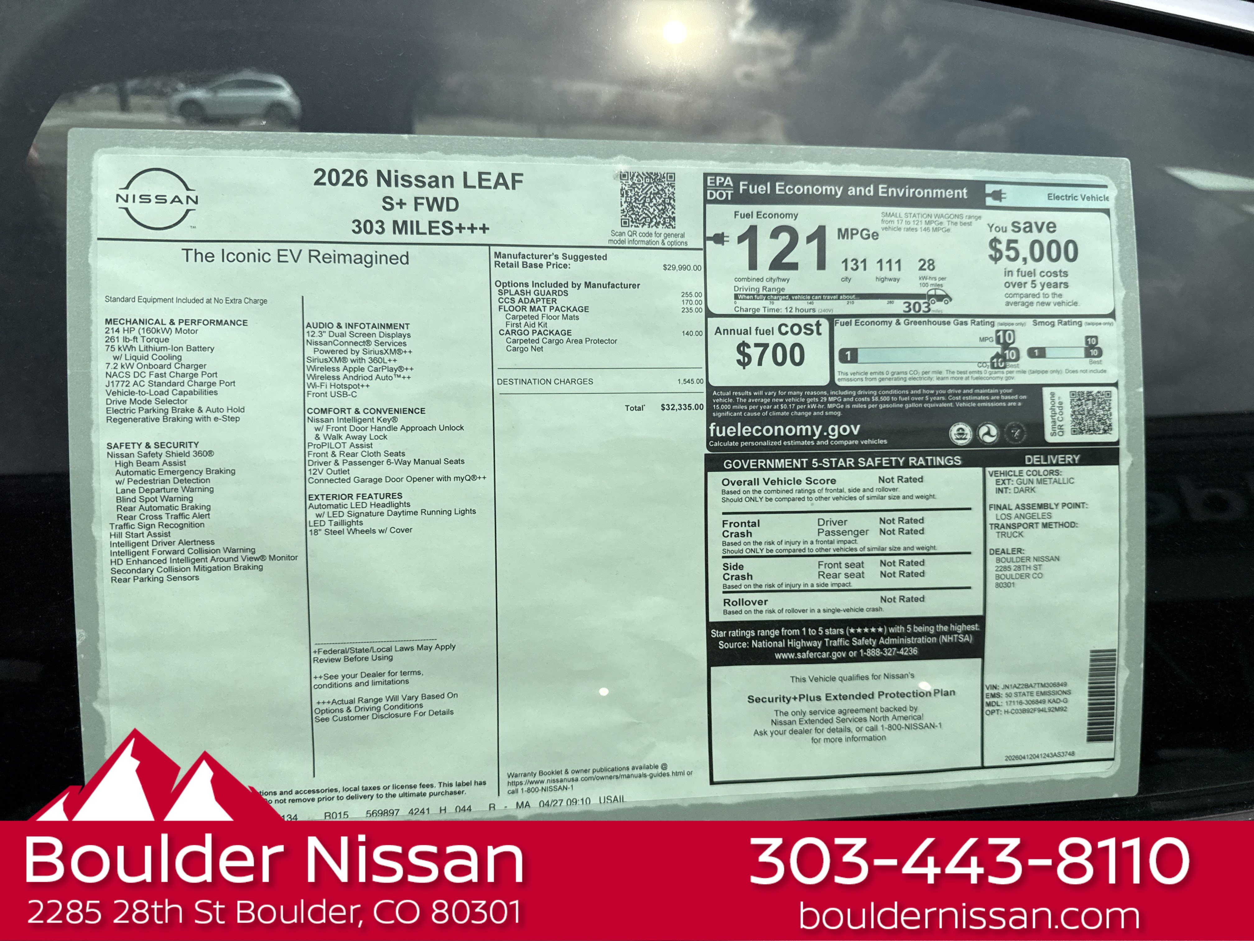 New 2026 Nissan Leaf w/ Floor Mat Package (S+) FWD image 4