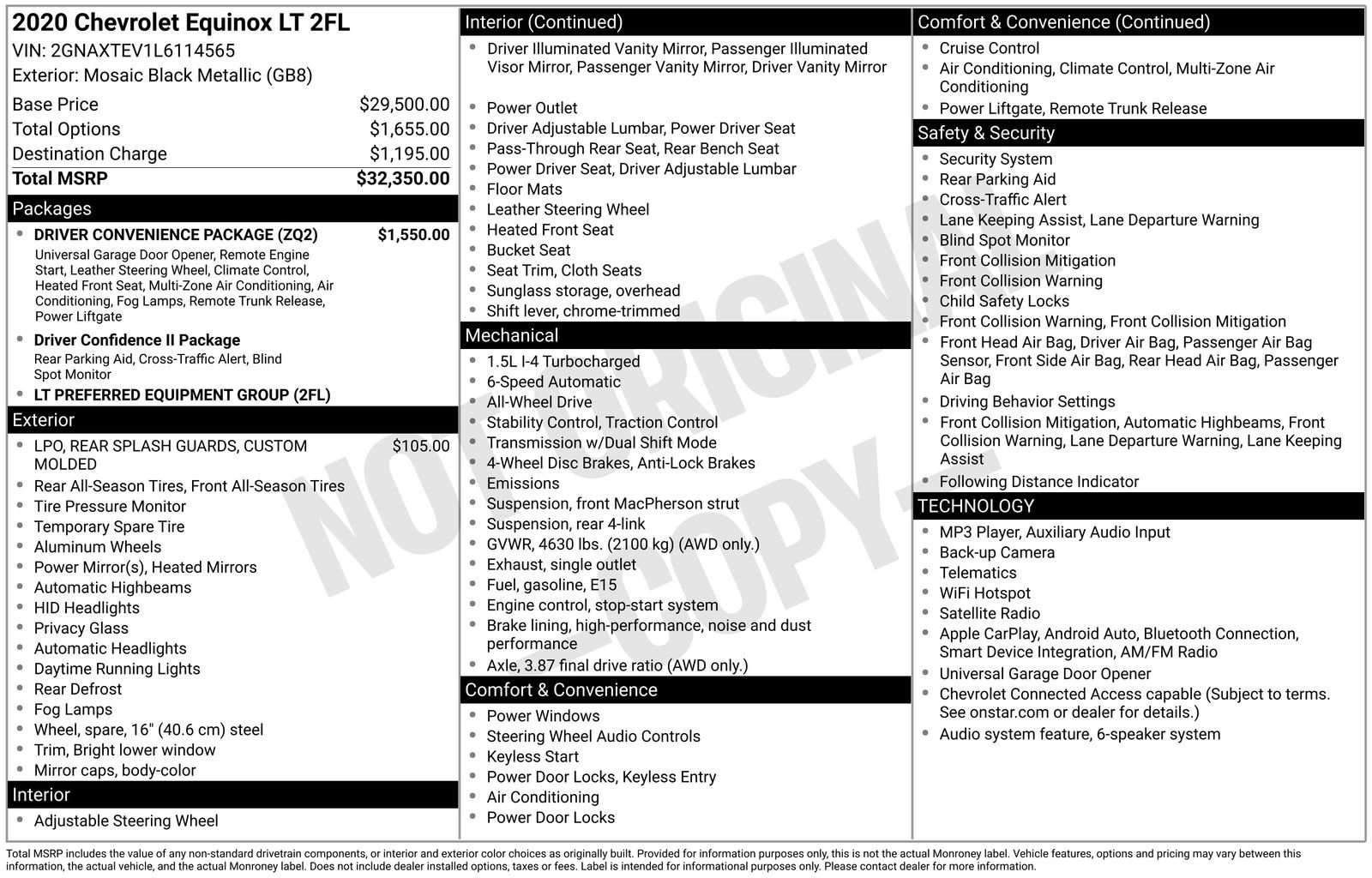 Used 2020 Chevrolet Equinox LT w/ Driver Convenience Package AWD/4WD image 45
