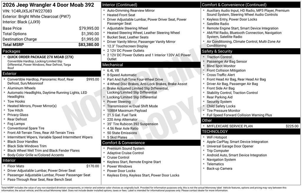 New 2026 Jeep Wrangler Unlimited Rubicon 392 w/ Quick Order Package 27X Moab AWD/4WD image 9