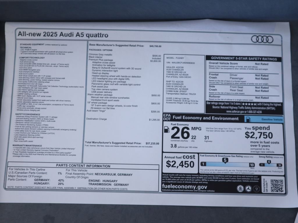 Used 2025 Audi A5 2.0T Premium Plus AWD/4WD image 9