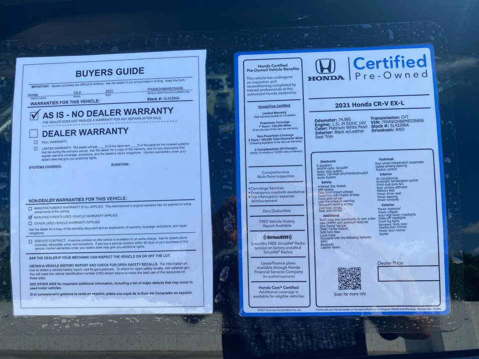 Certified 2021 Honda CR-V EX-L image 37
