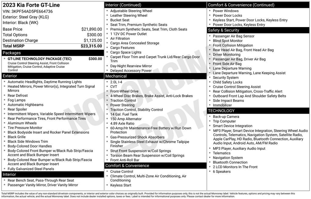 Certified 2023 Kia Forte GT-Line w/ GT-Line Technology Package FWD image 37
