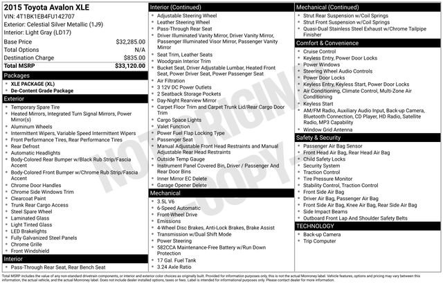 Used 2015 Toyota Avalon XLE FWD image 7