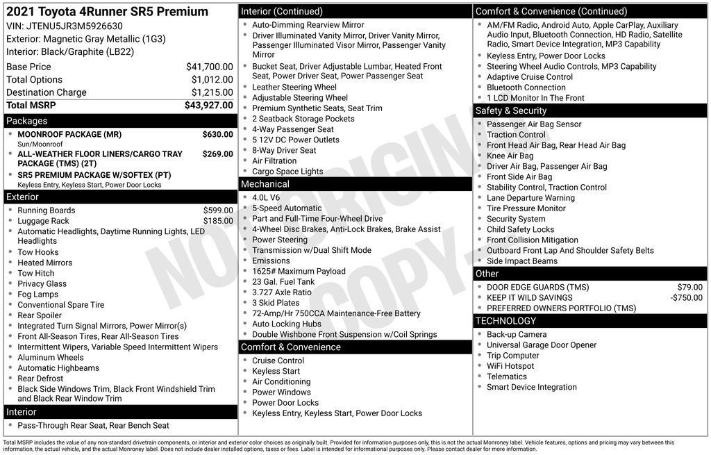 Used 2021 Toyota 4Runner SR5 Premium w/ Moonroof Package AWD/4WD image 8