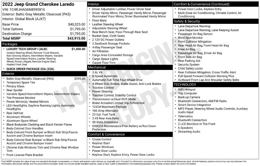 Used 2022 Jeep Grand Cherokee Laredo w/ Luxury Tech Group I AWD/4WD image 38