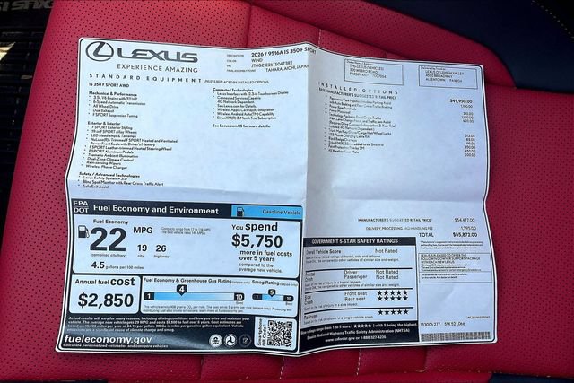 New 2026 Lexus IS 350 F Sport w/ Technology Package AWD/4WD image 14