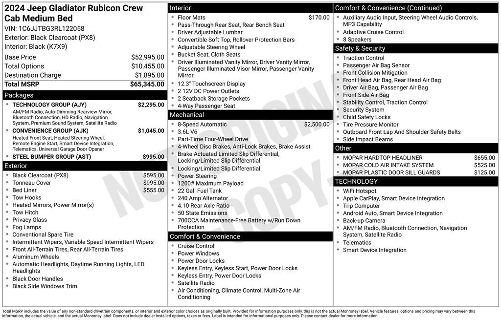 Used 2024 Jeep Gladiator Rubicon w/ Technology Group image 30