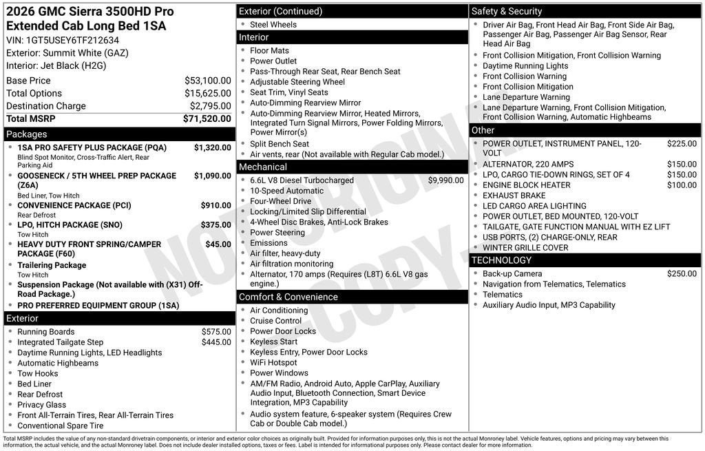 New 2026 GMC Sierra 3500 Pro w/ 1SA Pro Safety Plus Package AWD/4WD image 26