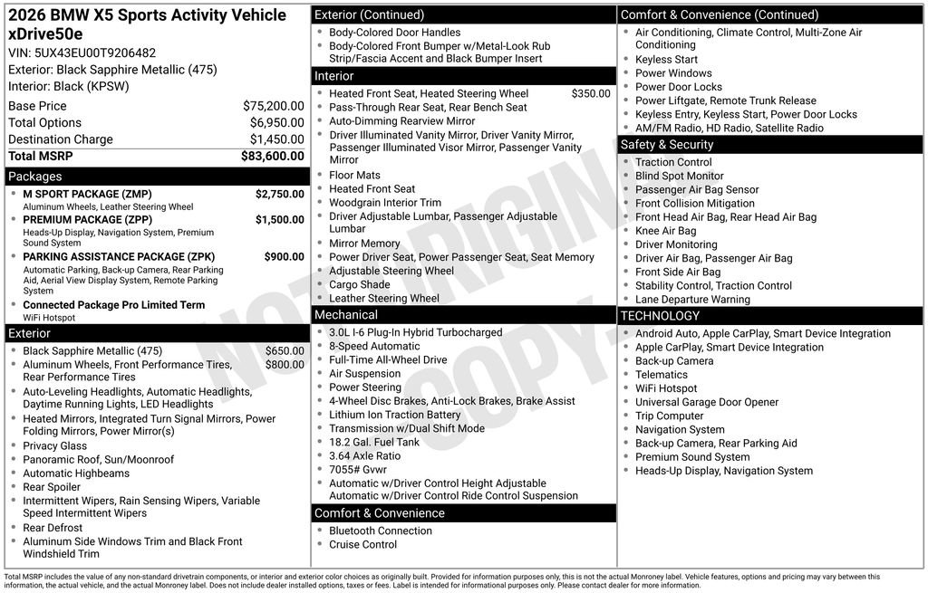 New 2026 BMW X5 xDrive50e w/ M Sport Package AWD/4WD image 2