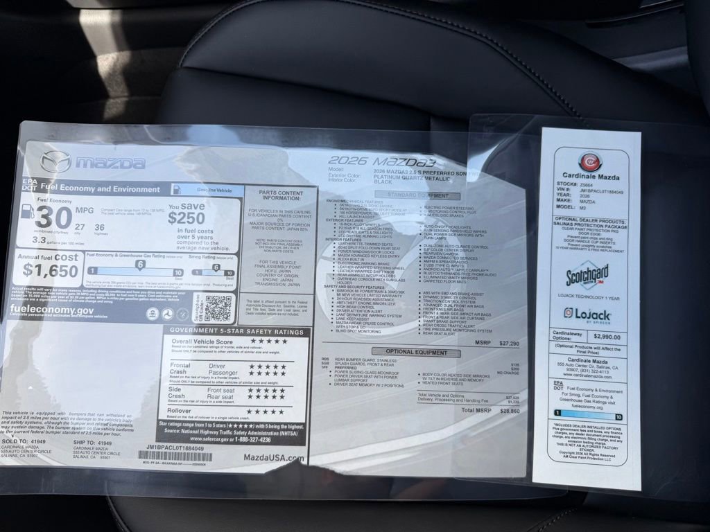 New 2026 MAZDA MAZDA3 2.5 S Sedan w/ Preferred Pkg FWD image 29