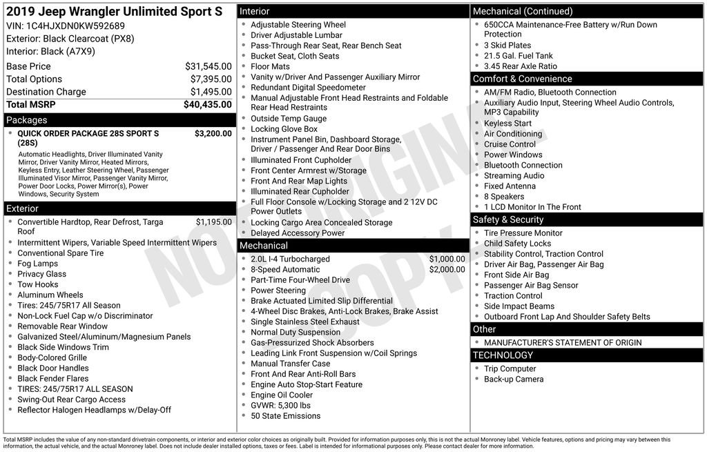 Used 2019 Jeep Wrangler Unlimited Sport S image 3