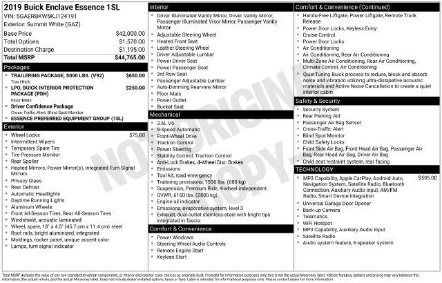 Used 2019 Buick Enclave Essence w/ Trailering Package, 5000 lbs. FWD image 6