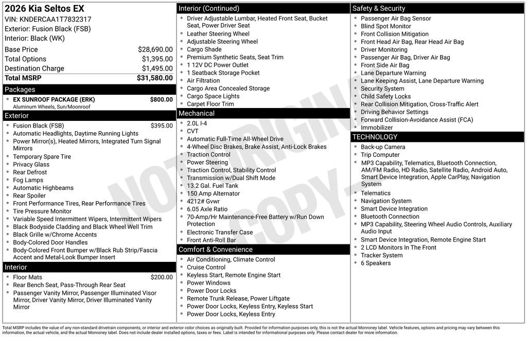 Certified 2026 Kia Seltos EX w/ EX Sunroof Package AWD/4WD image 37