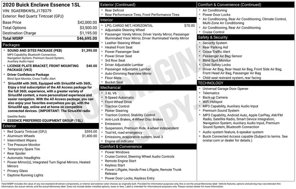 Used 2020 Buick Enclave Essence w/ Sound and Sites Package FWD image 34