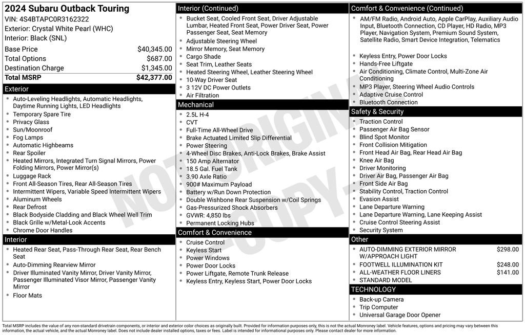 Used 2024 Subaru Outback Touring AWD/4WD image 6