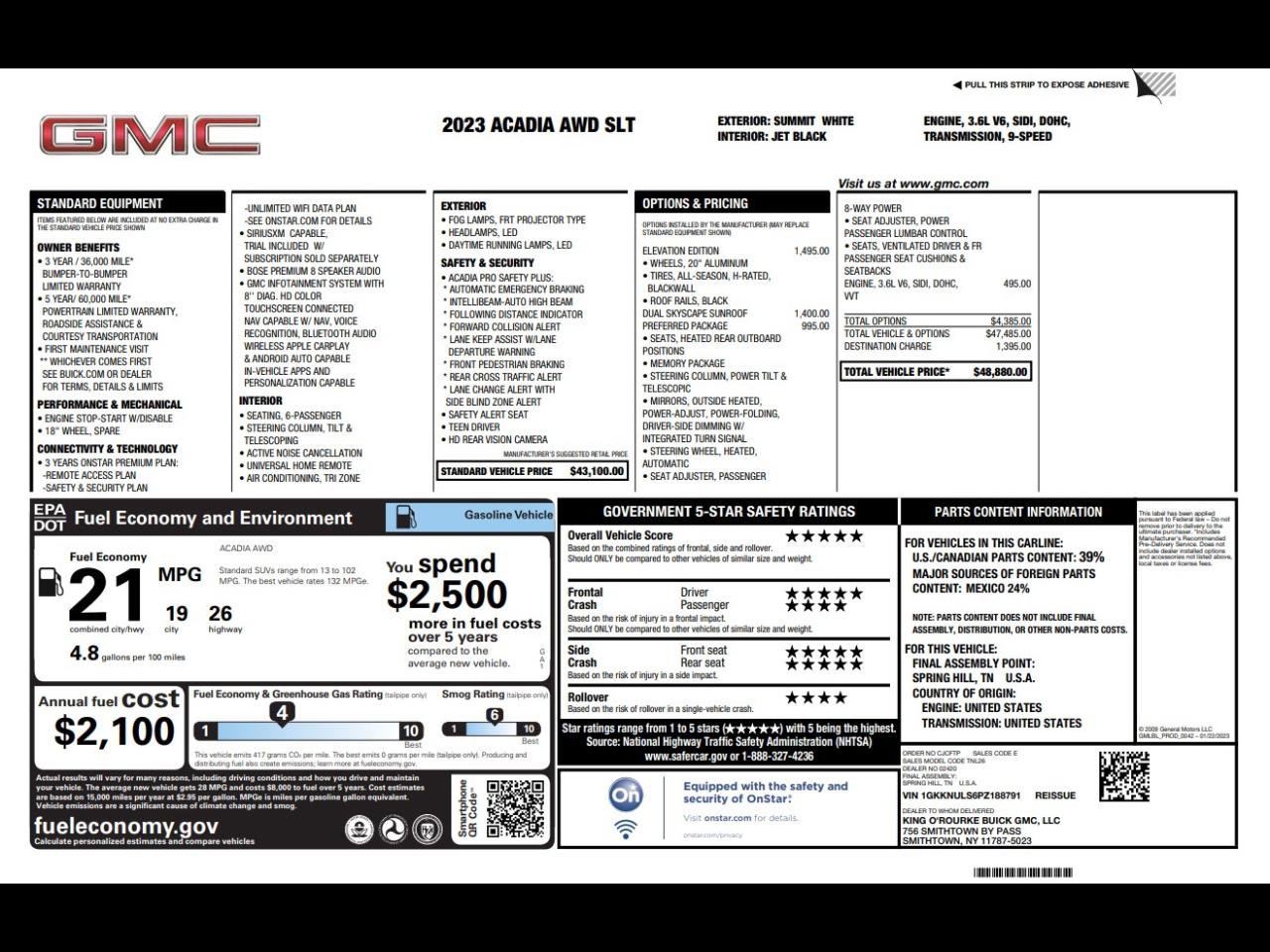 Used 2023 GMC Acadia SLT w/ Elevation Edition image 2