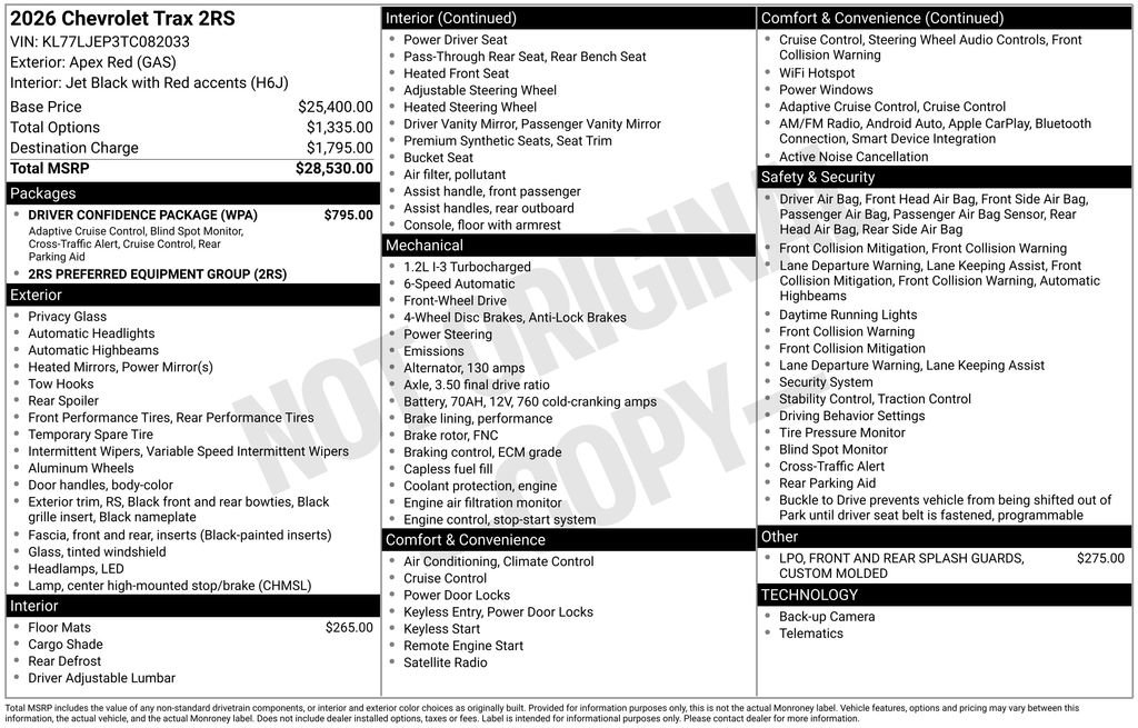 New 2026 Chevrolet Trax RS w/ Driver Confidence Package image 35