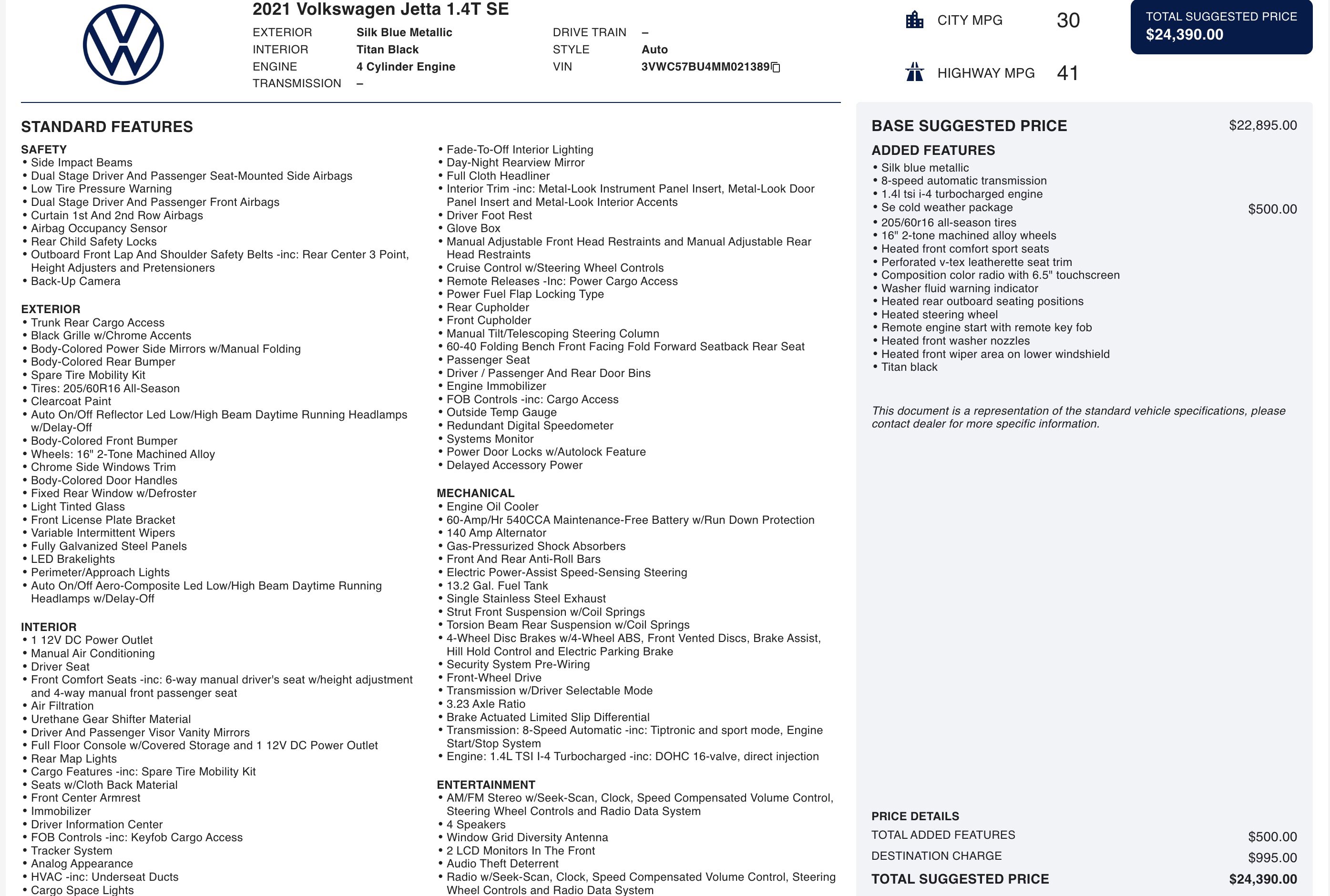 Used 2021 Volkswagen Jetta SE w/ SE Cold Weather Package image 3