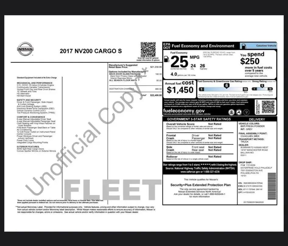 Used 2017 Nissan NV200 S w/ Back Door Glass Package image 24