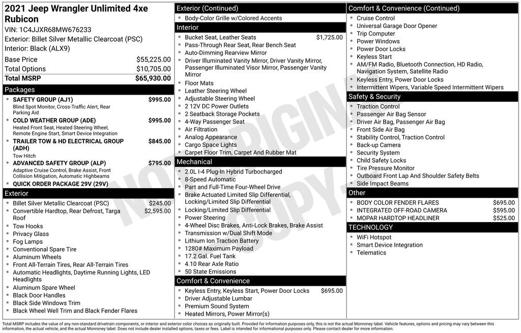 Certified 2021 Jeep Wrangler Unlimited Rubicon 4xe w/ Cold Weather Group image 44