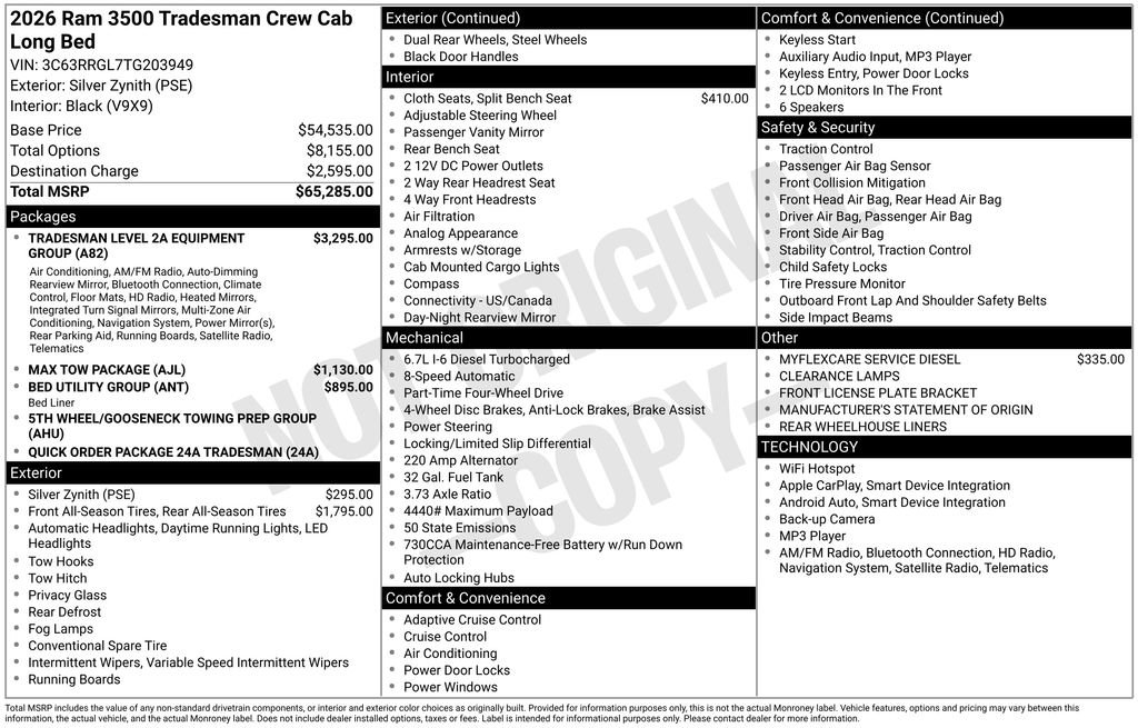 New 2026 RAM 3500 Tradesman AWD/4WD image 6