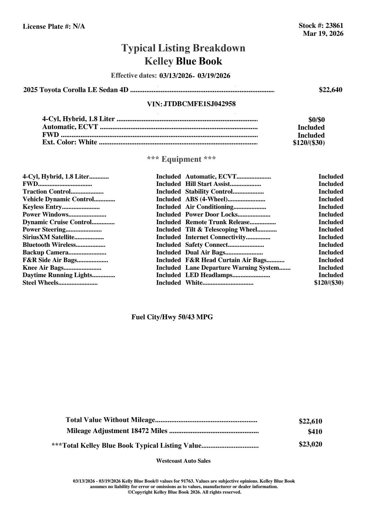 Used 2025 Toyota Corolla LE image 5