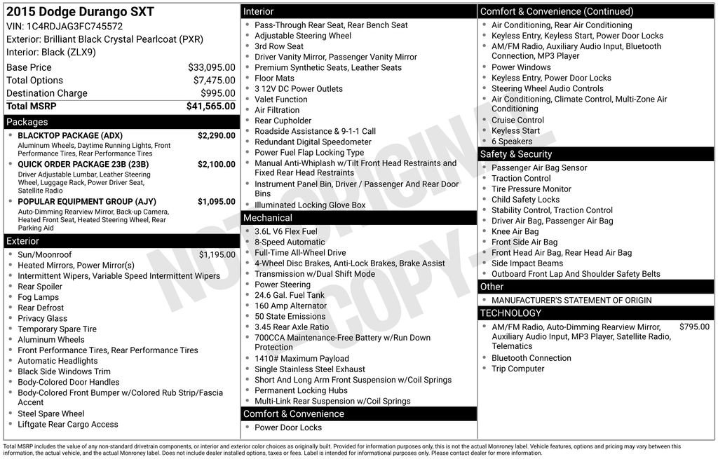 Used 2015 Dodge Durango SXT w/ Blacktop Package image 6