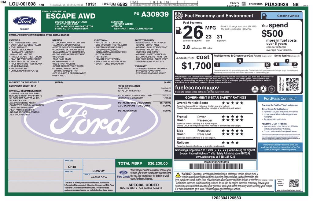 Used 2023 Ford Escape ST-Line Select w/ Tech Pack #1 AWD/4WD image 35