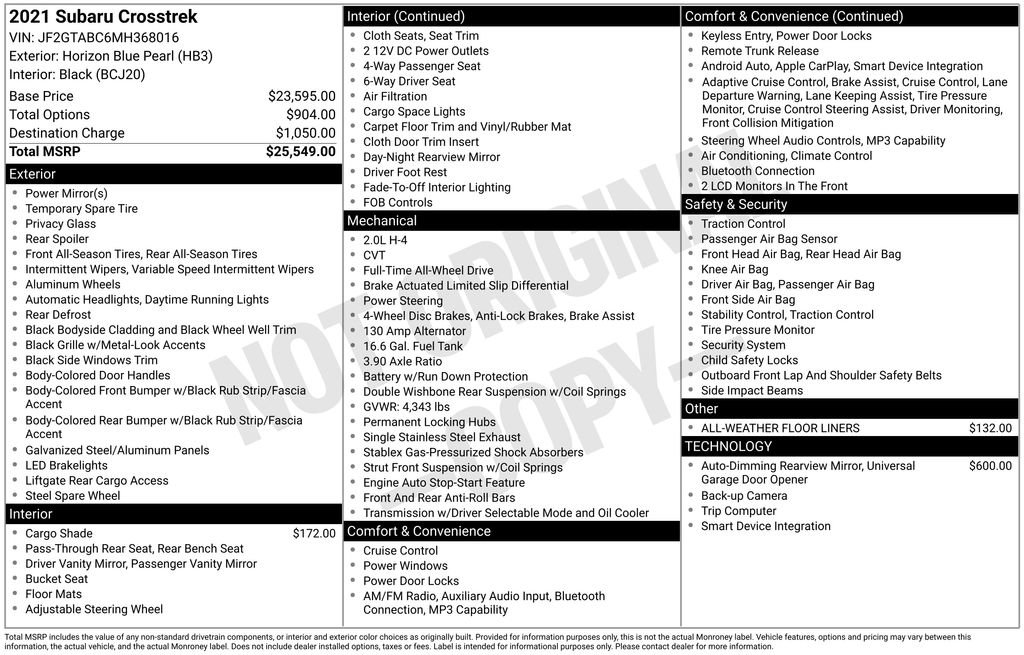 Used 2021 Subaru Crosstrek 2.0i image 26