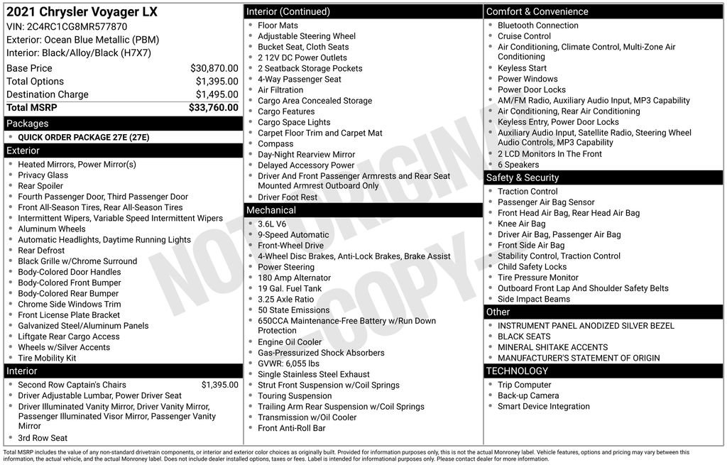 Used 2021 Chrysler Voyager LX image 2
