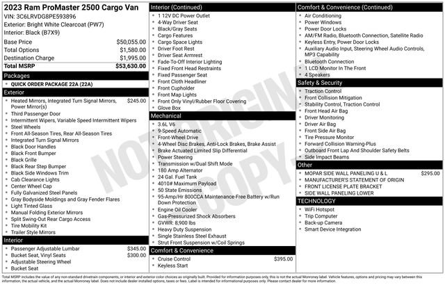 Used 2023 RAM ProMaster 2500 FWD image 7