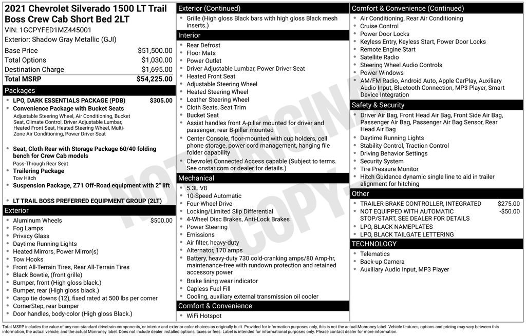 Used 2021 Chevrolet Silverado 1500 LT Trail Boss w/ LPO, Dark Essentials Package image 11