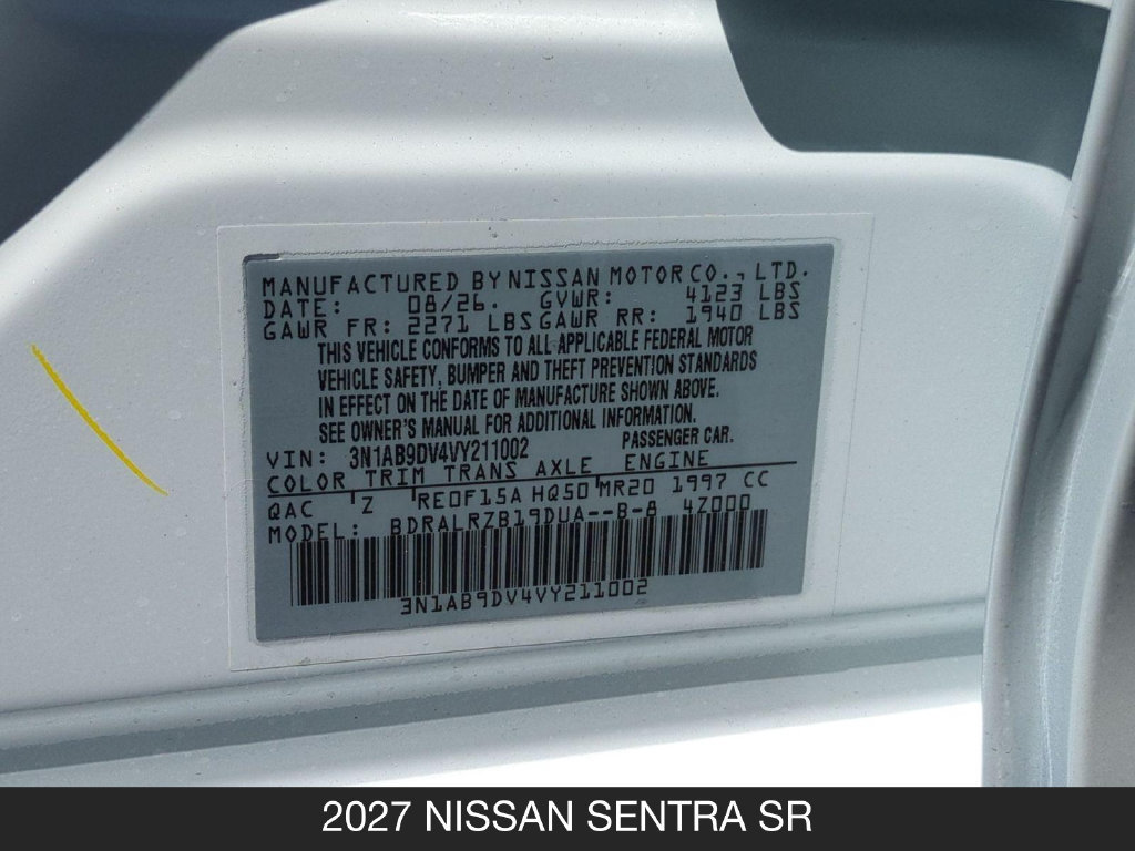 New 2027 Nissan Sentra SR w/ Floor Mat Package FWD image 24