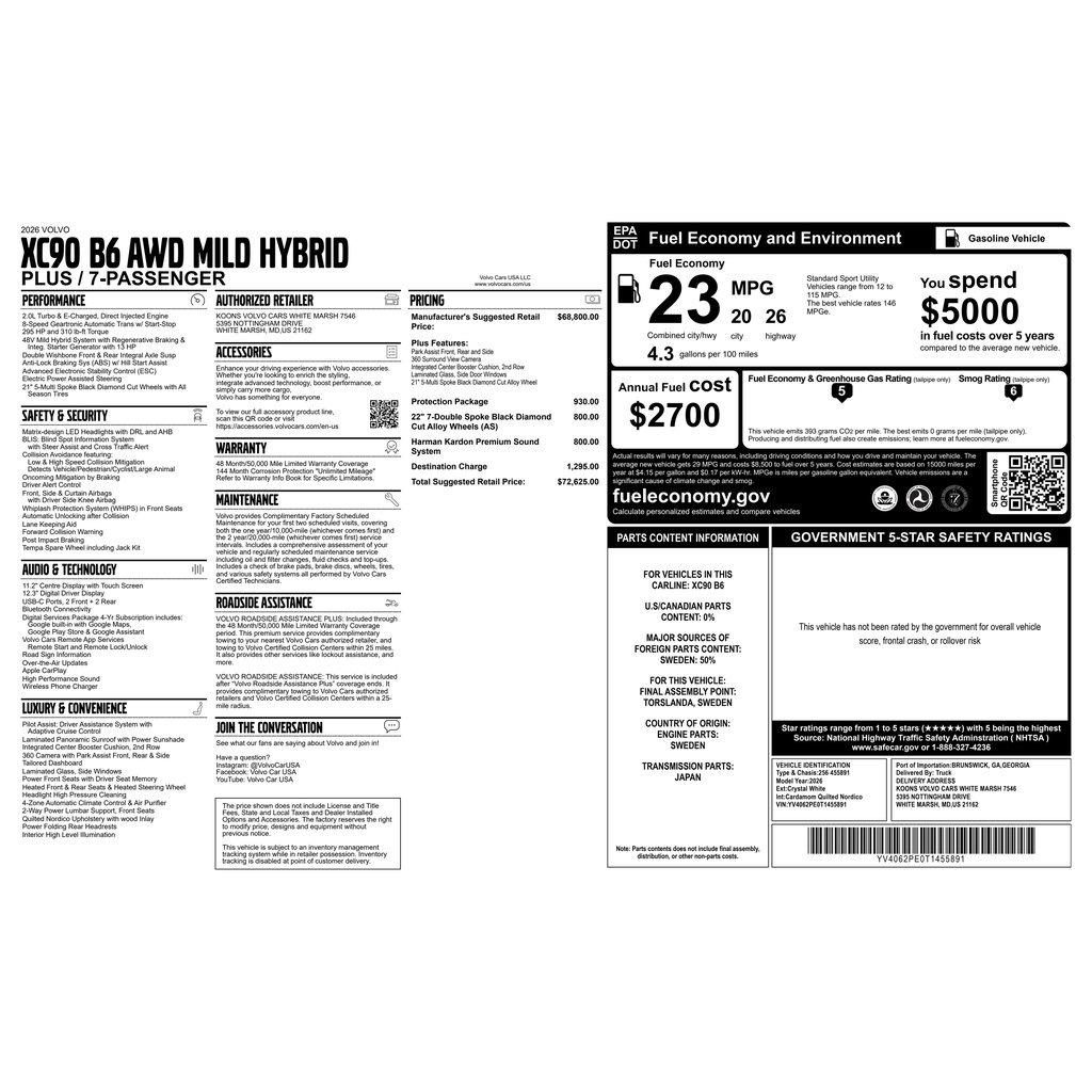 Certified 2026 Volvo XC90 B6 Plus w/ Protection Package Premier AWD/4WD image 4