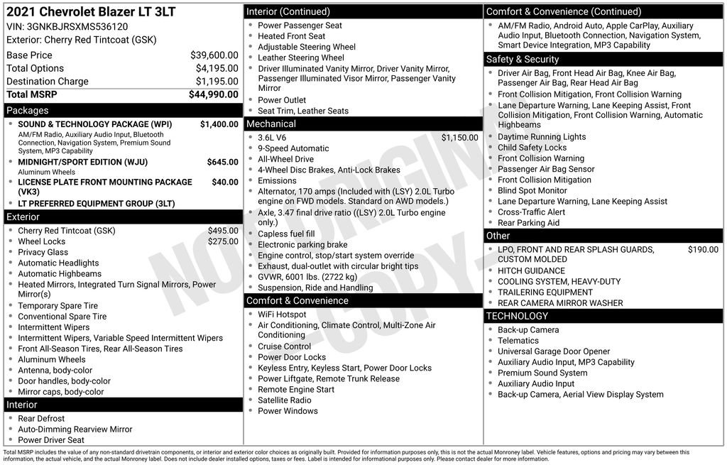 Used 2021 Chevrolet Blazer LT w/ Sound & Technology Package image 4