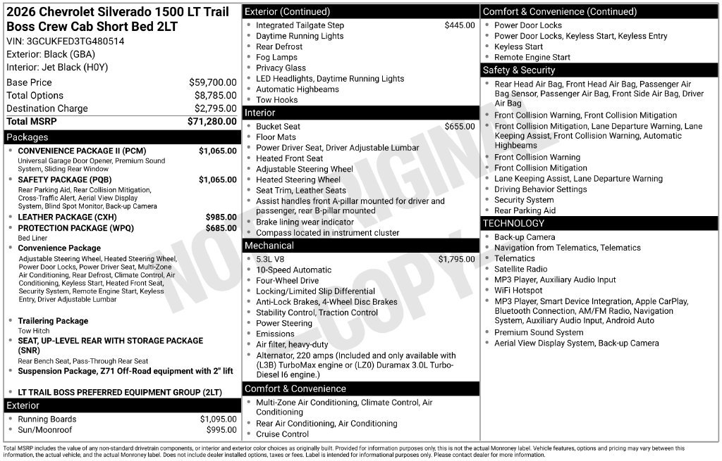 New 2026 Chevrolet Silverado 1500 LT Trail Boss w/ Safety Package AWD/4WD image 11