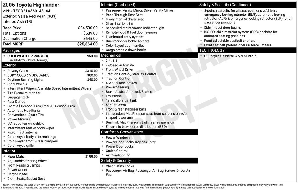 Used 2006 Toyota Highlander 2WD w/ Cold Weather Pkg image 21