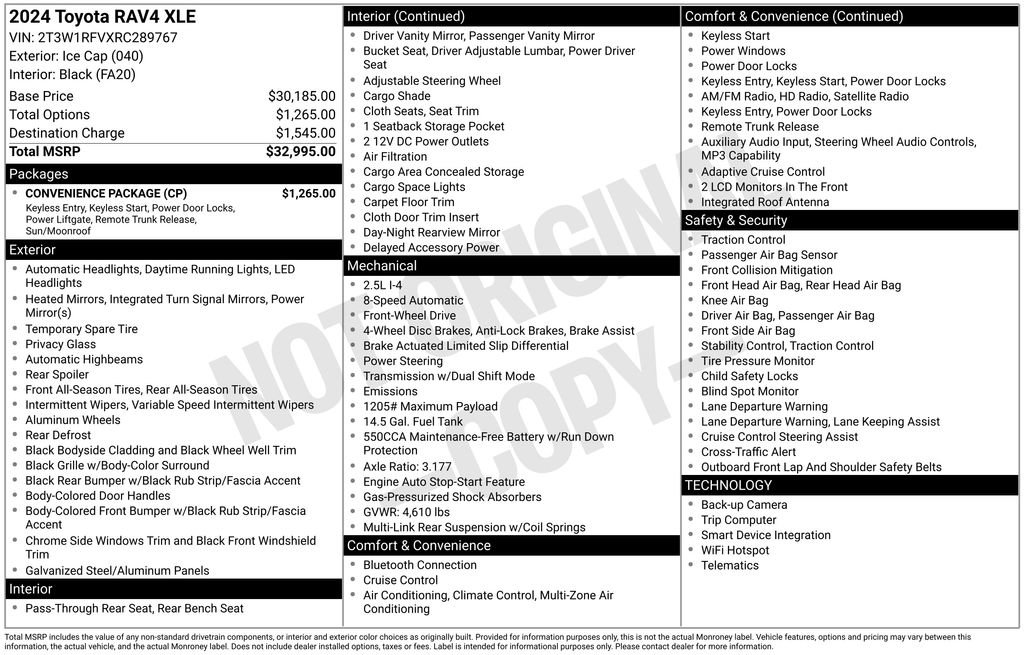 Used 2024 Toyota RAV4 XLE w/ Convenience Package FWD image 37