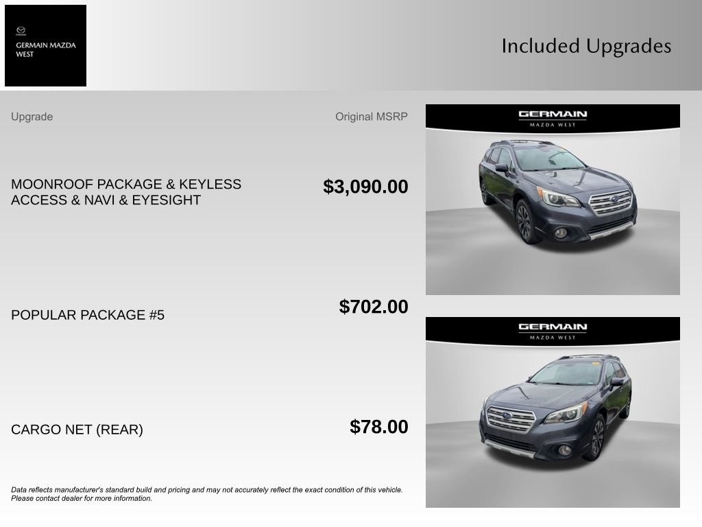 Used 2016 Subaru Outback 2.5i Limited AWD/4WD image 10